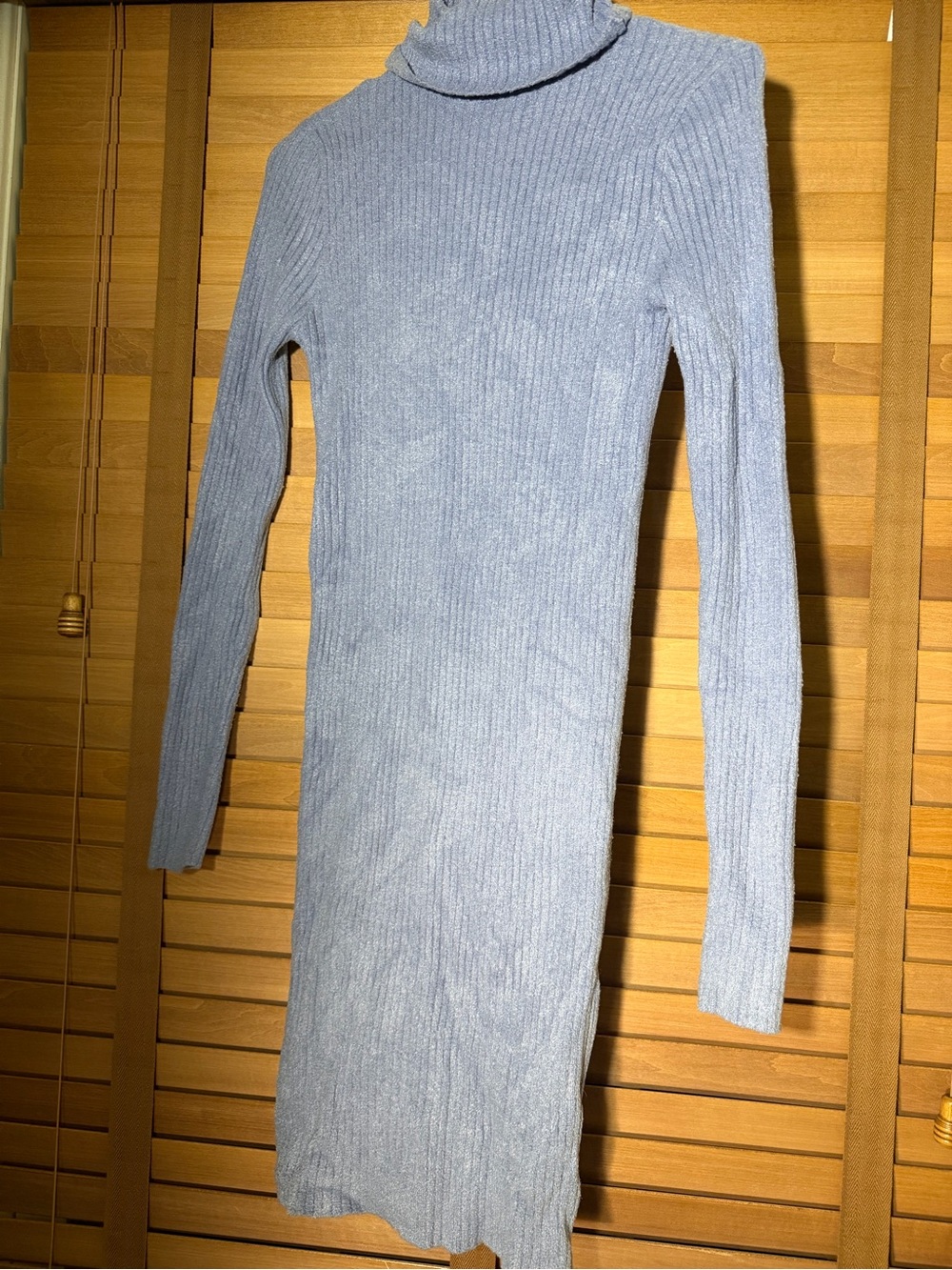 Forever 21 Light Blue Ribbed Turtleneck Sweater Dress